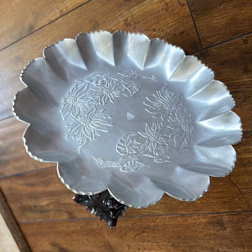 Elegant Brown and White Decorative Pedestal Bowl